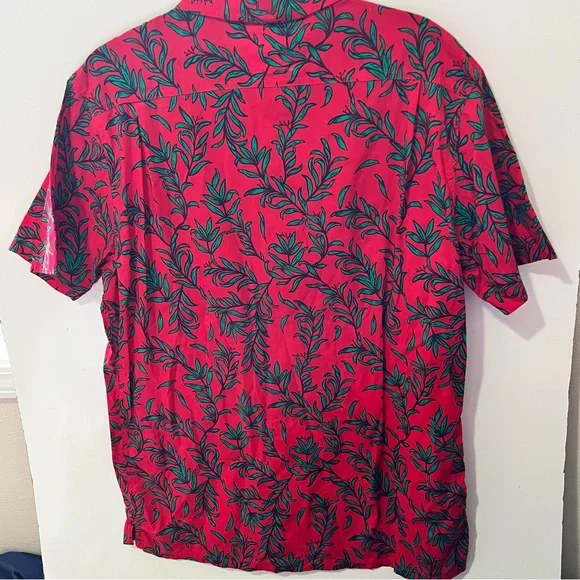 mens Levi's Red and Green Casual Button Down Shirt with Tropical Pattern - Picture 5 of 7